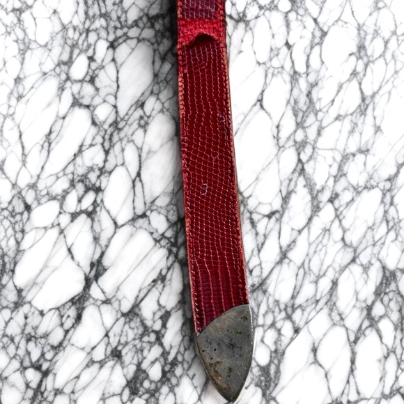 Vintage 1978 Barry Kieselstein-Cord Sterling Silver Buckle Red Leather Belt USA